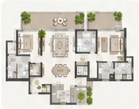 3 BHK residence floor plan
