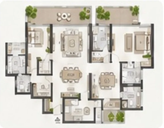 4 BHK residence floor plan